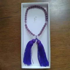 レディース　数珠　紫切子　アメジスト色