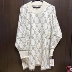 師走セール中　アンドラプ　&LOVE エクリュ花柄 ニットチュニック 3L