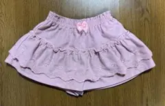 110cm ピンク フリル スカート風ハーフパンツ 秋 冬