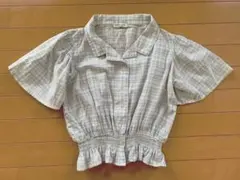 アースミュージックアンドエコロジー　柔らか　チェックブラウス　S〜Mくらい