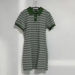 【美品】shein ボーダー ポロ ワンピース グリーン XS DAZY