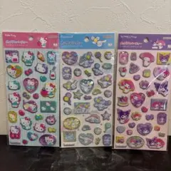 ラメきらクリスタルシール　サンリオ　キティ　シナモロール　３枚