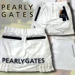 0 パーリーゲイツ 定価3万 快適高機能素材 ビッグロゴ ミニ スカート 白