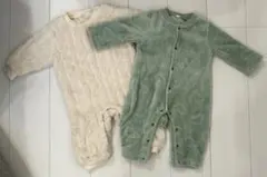 ベビー ロンパース 冬用 もこもこ フリース 2枚まとめ売り 前開き 防寒