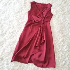 アサクラ ワンピース ドレス サイズ38 ワインレッド フリル レース