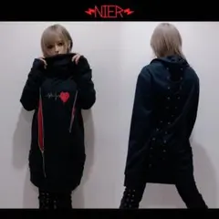 NIER ハート刺繍 フードパーカー