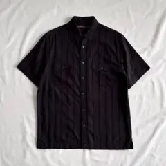 90s PERRY ELLIS sheer stripe shirt BLKのサムネイル