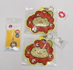 ミャクミャク ✕ ポムポムプリン 根付けキーホルダー、キラキラレザーキーホルダー