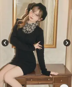 ミシェルマカロン　シャツレイヤード風ニットワンピース