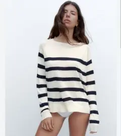 ZARA　ボーダーニット長袖M