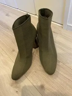 ZARA ザラ　ニットブーツ　ショートブーツ37 チャンキーヒール