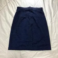上品 きれいめ オフィス レースタイトスカート ネイビー ひざ丈 Lサイズ相当