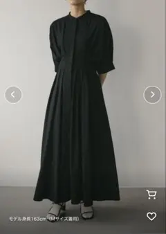 STYLEMIXER ウエストタックリネンミックスワンピース 黒 Mサイズのサムネイル