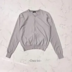 Chez toi/ニットブルゾン/M/グレージュ/フルジップ/大人可愛い/綺麗めのサムネイル