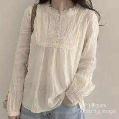 フランシュリッペ レースブラウス リネン混 平成ガーリー 姫系 Mのサムネイル