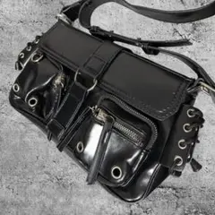 美品 Y2K 韓国 レースアップ flap bag metal cyber 金具