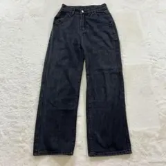 ☆【DAZY】S 黒 デニムパンツ カジュアル コットン 春秋 ワイド