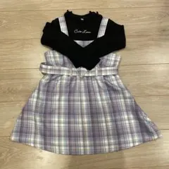 パープル系チェック ワンピース