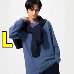 ユニクロ ソフトタッチクルーネックT 67BLUE Lサイズ