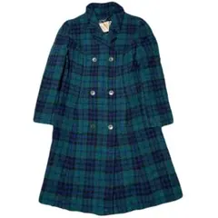 80s PENDLETON WOOL チェック柄 ロングコート　イエロータグのサムネイル
