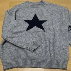 星柄ニット 長袖 グレー