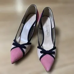 銀座かねまつ　25㎝　リボン付きピンク・ベージュハイヒール