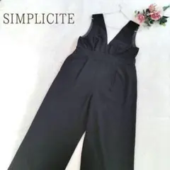 【シンプリシテェ】レディース ブラック オールインワン Vネック フリーサイズ