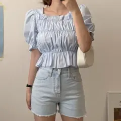 Dholic シャーリングパフスリーブブラウス