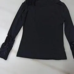 レース袖 黒 長袖トップス