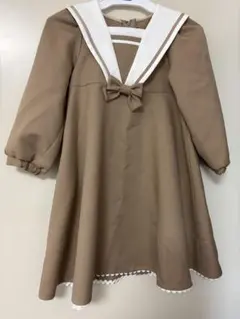 セーラーカラー ワンピース キッズ ブラウン