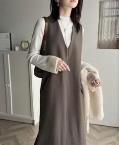 無地 ロング丈 ノースリーブ ワンピース