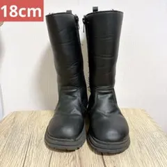 キッズ 女の子 ブラック ロングブーツ 18cm