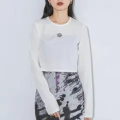 JEANASIS ジーナシス　シアーベロアシシュウクロップドTEE ホワイトのサムネイル