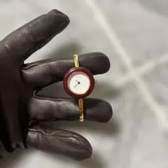 GUCCI アナログ腕時計 ゴールド/レッド