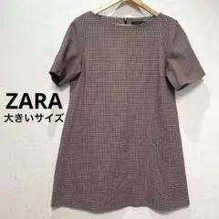 ZARA WOMAN 千鳥格子柄 半袖ワンピース 大きいサイズのサムネイル