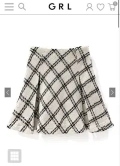 ダイヤチェック柄ツイードフレアミニスカート