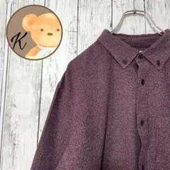 【雰囲気◎】メンズ 長袖 シャツ ワインレッド レトロ L 茶 シンプル