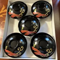 メ5443 未使用天然木漆器 吸物椀 4客金蒔絵 骨董 時代物 アンティーク