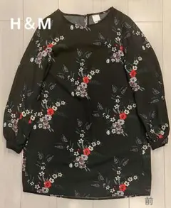 H＆M　黒花柄　ミニワンピース　チュニック
