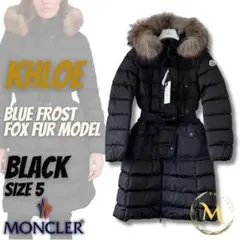 新品未使用☆MONCLER KHLOE Foxfur TG5 Black 2XL