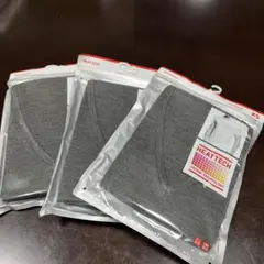 UNIQLO HEATTECH VネックT 半袖 ダークグレー XS 3枚新品のサムネイル