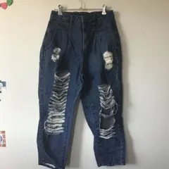 ダメージデニムパンツ インディゴブルーのサムネイル