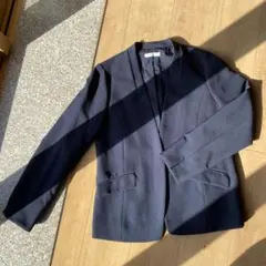ノーカラージャケット ダークネイビー Lサイズ お洒落 スーツ