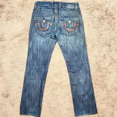 TRUE RELIGION デニム パンツ SECTION レザー 刺繍 ロゴ