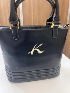 Kitamura ネイビー レザー ショルダーバッグ