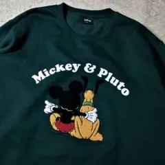 ★ディズニー★ミッキー＆プルート スウェット ビッグ立体刺繍 オーバーサイズXLのサムネイル