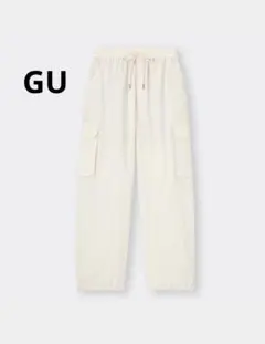 ​GU カーゴプルオンパンツ S レディース ナチュラル 白 346170