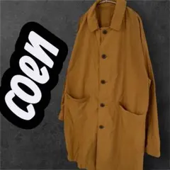 coen　スプリングコート　ロングシャツジャケット　メンズ　M　ブラウン　無地