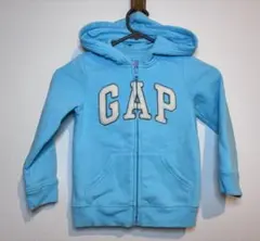 【GAP】110cm 水色 パーカー フード付き フロントジッパー