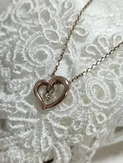 4℃☆k10 オープンハートダイヤモンドネックレス